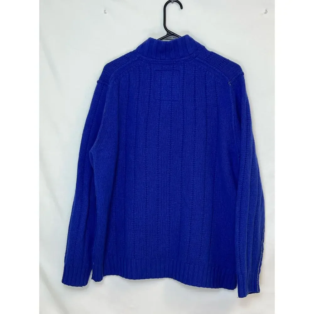 Tommy Bahama Men’s Large Blue Lambswool Blend Preppy 80s Sweater Long Sleeve